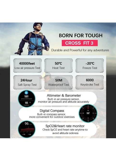 Розумний смарт годинник CrossFit GPS Black з компасом North Edge (377734032)