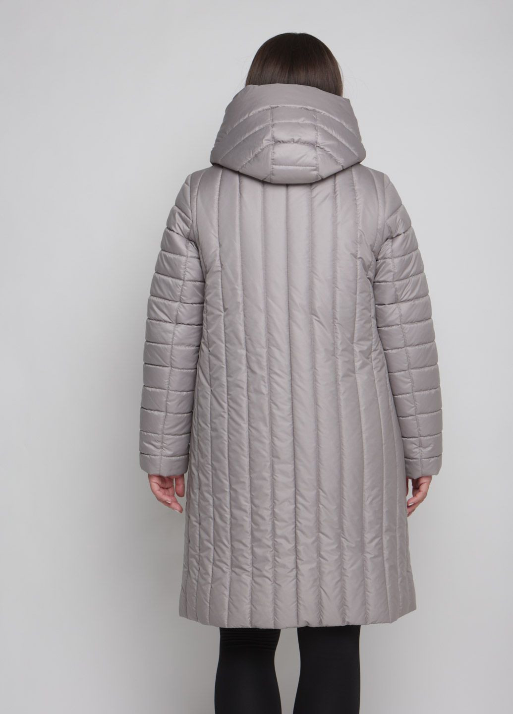 Серая зимняя парка зимняя женская большого размера SK