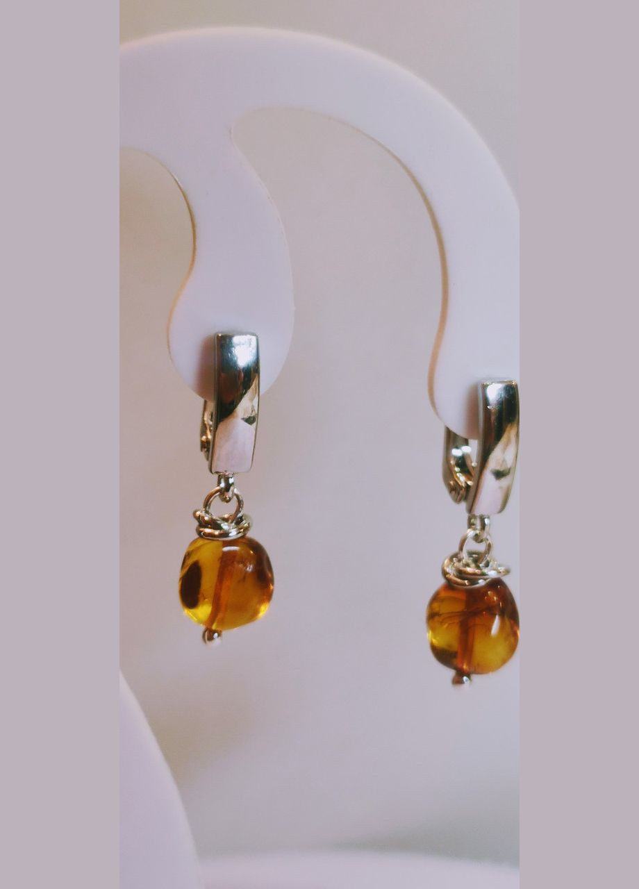 Сережки 2667 з натурального бурштину відтінок медовий MINOV (311310501)