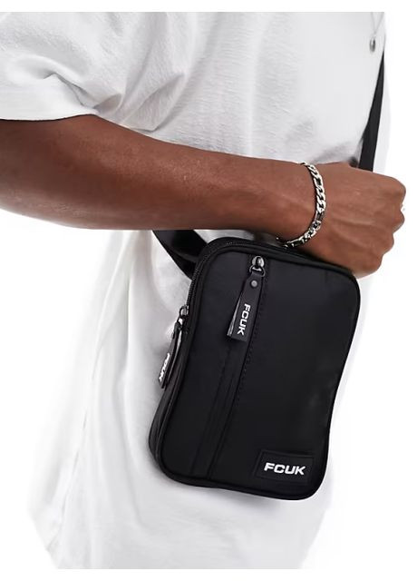 Сумка на плече месенджер барсетка French Connection FCUK Flight Bag Black/White (322931030)