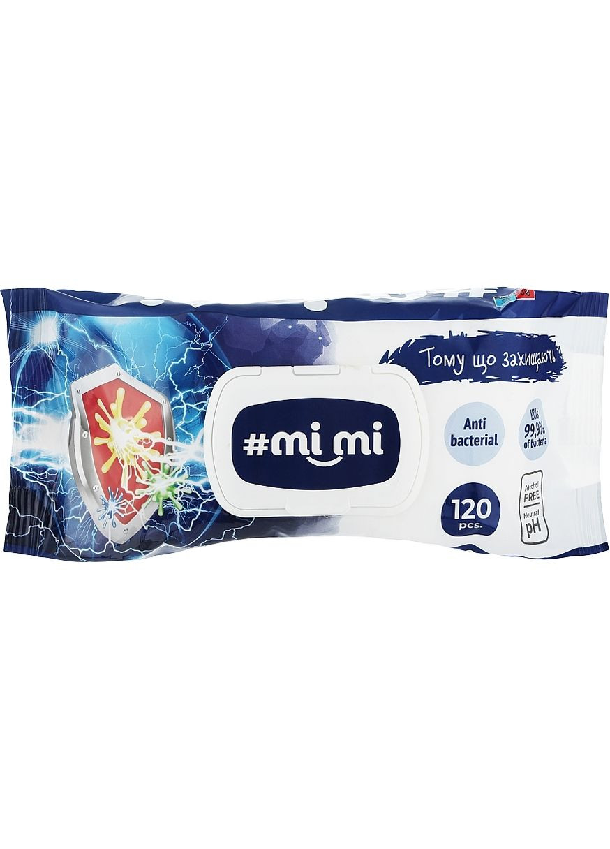 Влажные салфетки "Антибактериальные", с клапаном, 120 шт. - Mi_Mi 120шт (1226877-27065797) Handy Fresh (368634618)