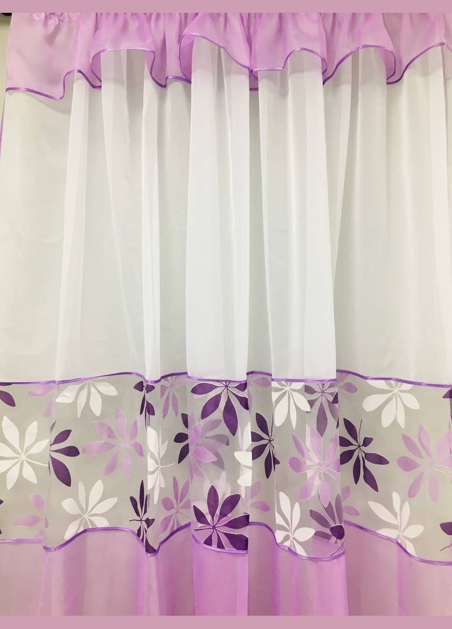 Тюль короткий з ламбрекеном бузковий 180х300 с No Brand (300694309)