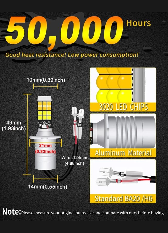 Компактна світлодіодна лампа H3 LED 3030 24 SMD Біла No Brand (324836243)