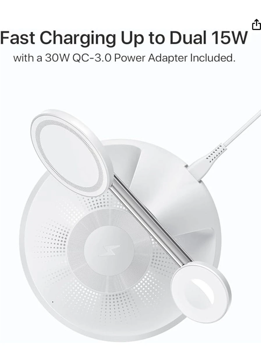 Беспроводная зарядная станция Balance Magnetic Wireless W328 3 в 1 MagSafe Белая Balance me (388365878)