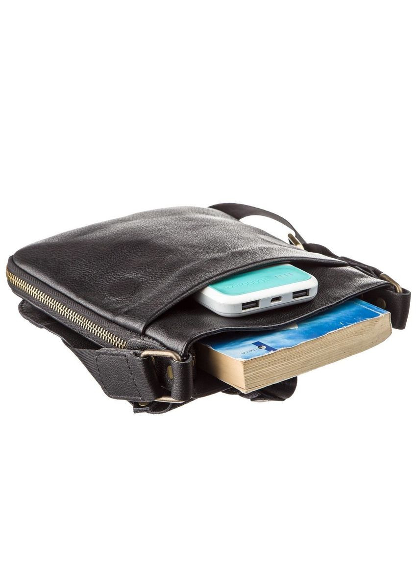 Кожаная сумка кросс боди мужская мессенджер через плечо черная 19113 Shvigel (329196513)