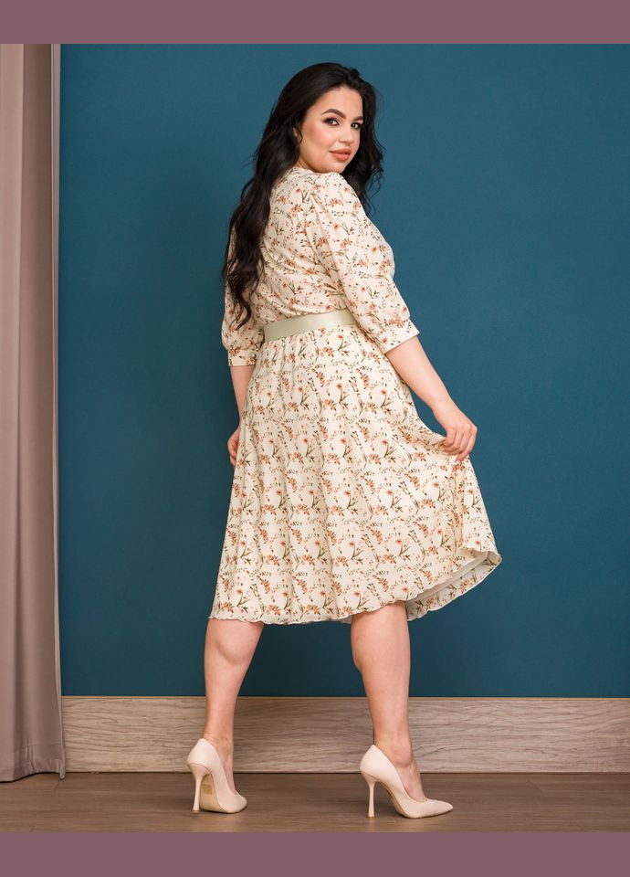 Бежевое платье 144230-6 Alenka Plus