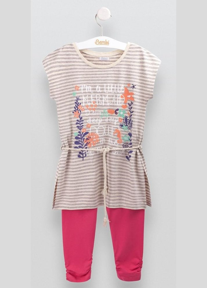 Комбінований літній костюм для дівчинки з шортами Бембі