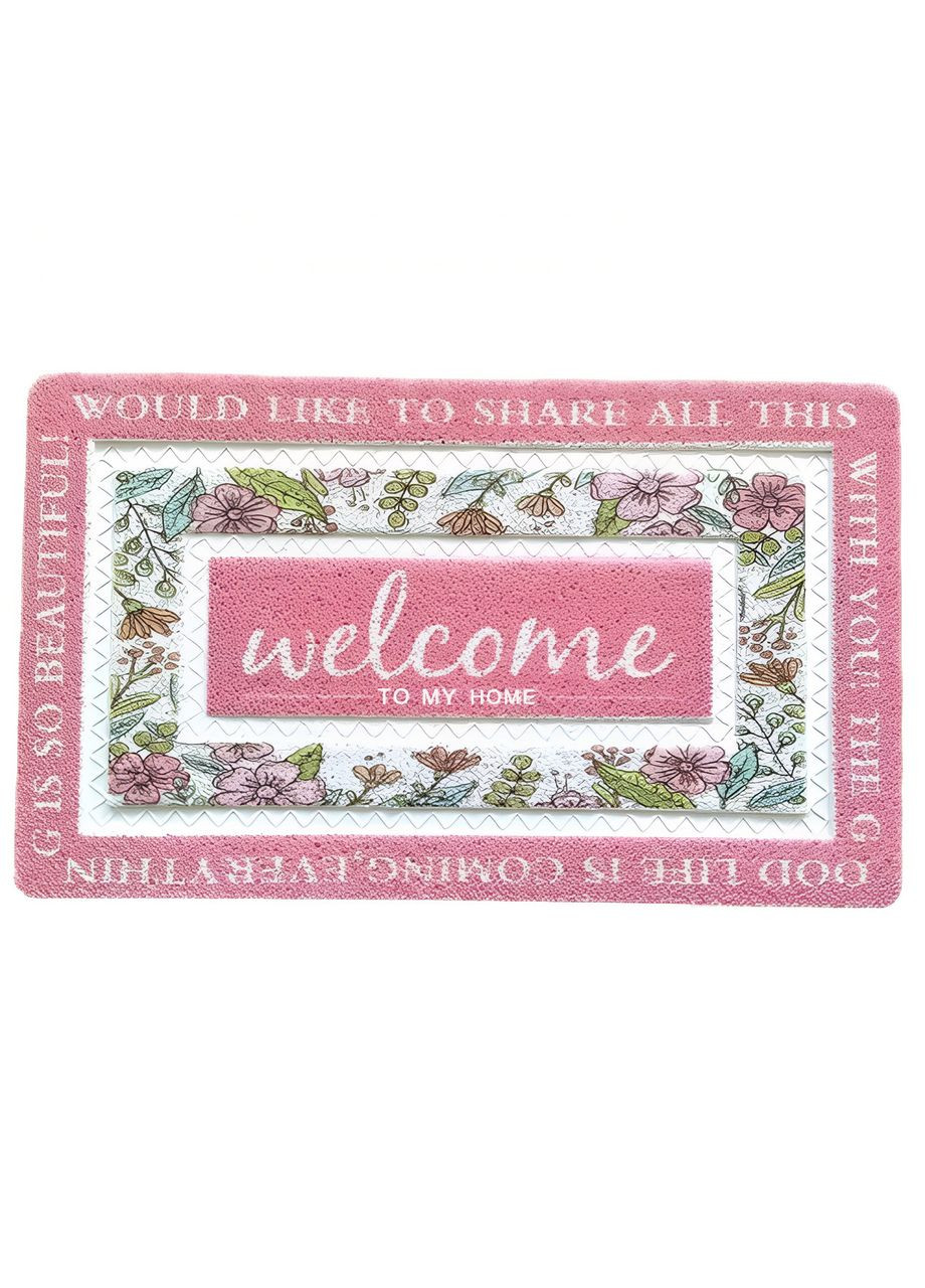 Прихожий килимок 60х40 см Welcome з квітковим принтом HP-47-1P (A-047689) Yiwu (372467740)