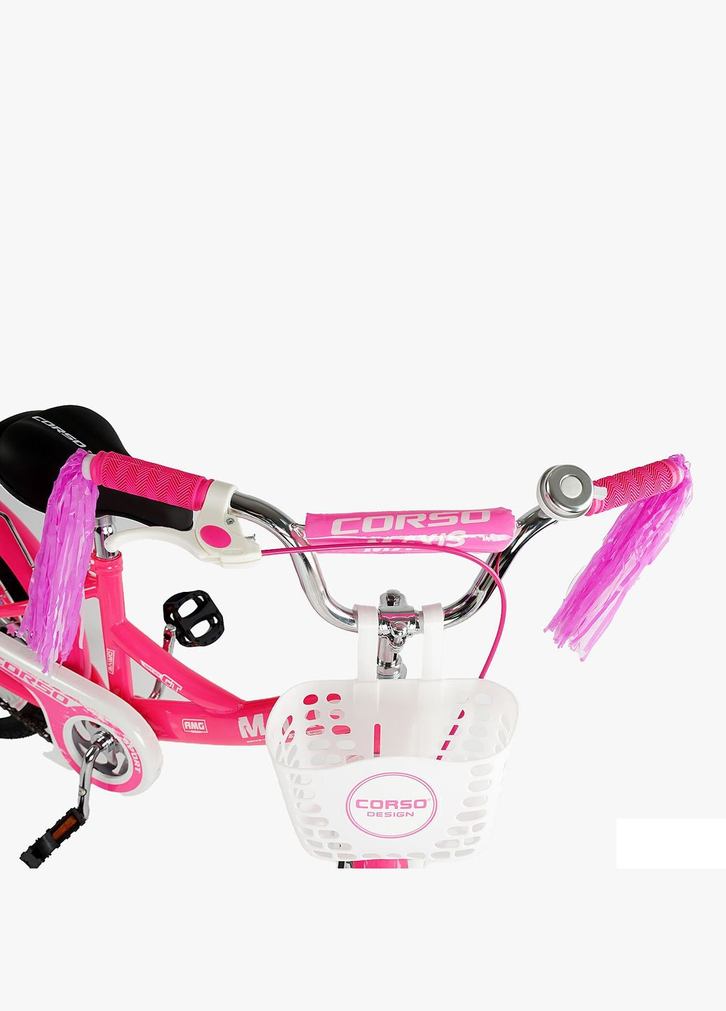 Велосипед 2-х колесный MAXIS 16 дюймов ручной тормоз корзинка сиденье с ручкой дополнительные колеса (CL-16113) Corso (316259363)
