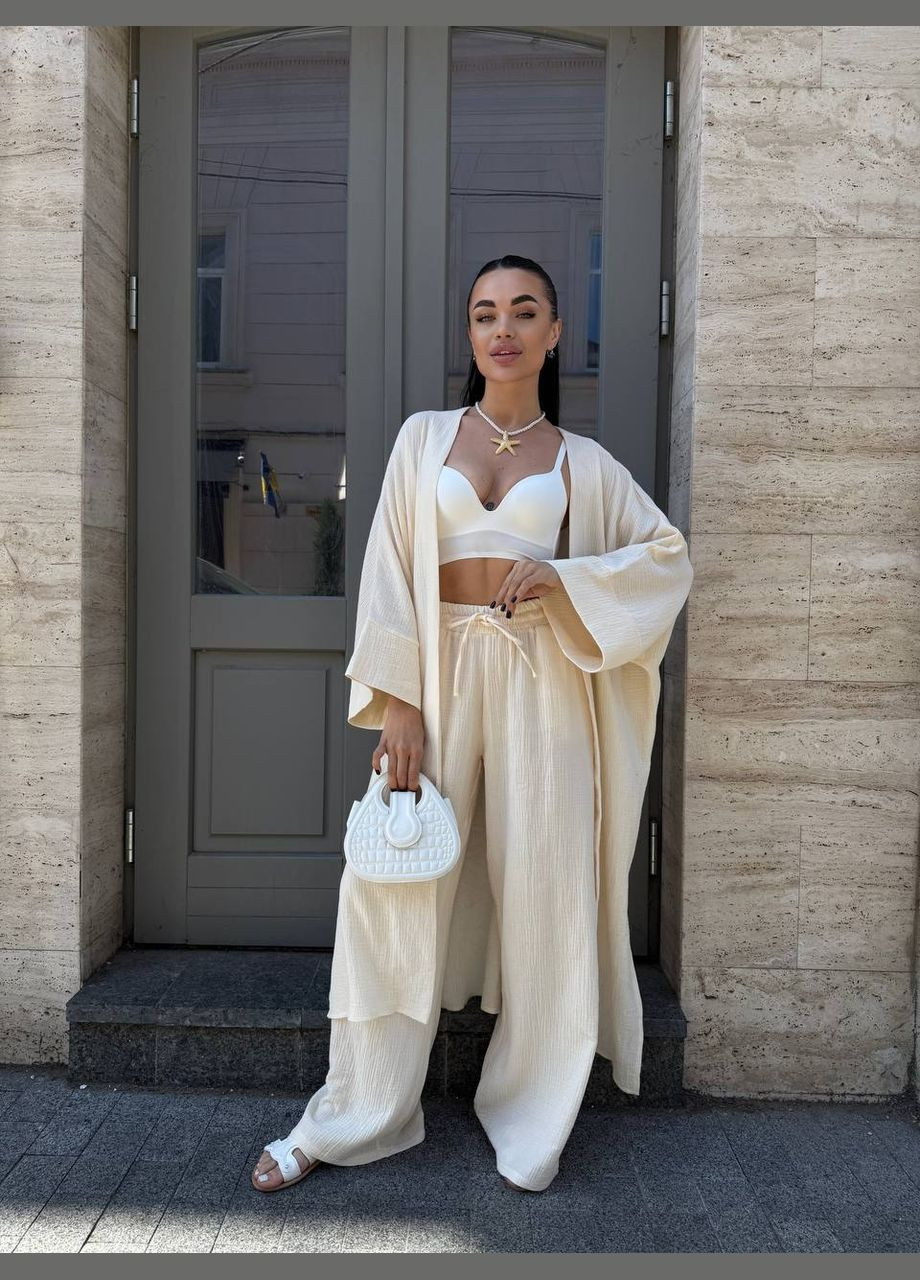 Бежевый комплект из натуральной ткани Luna