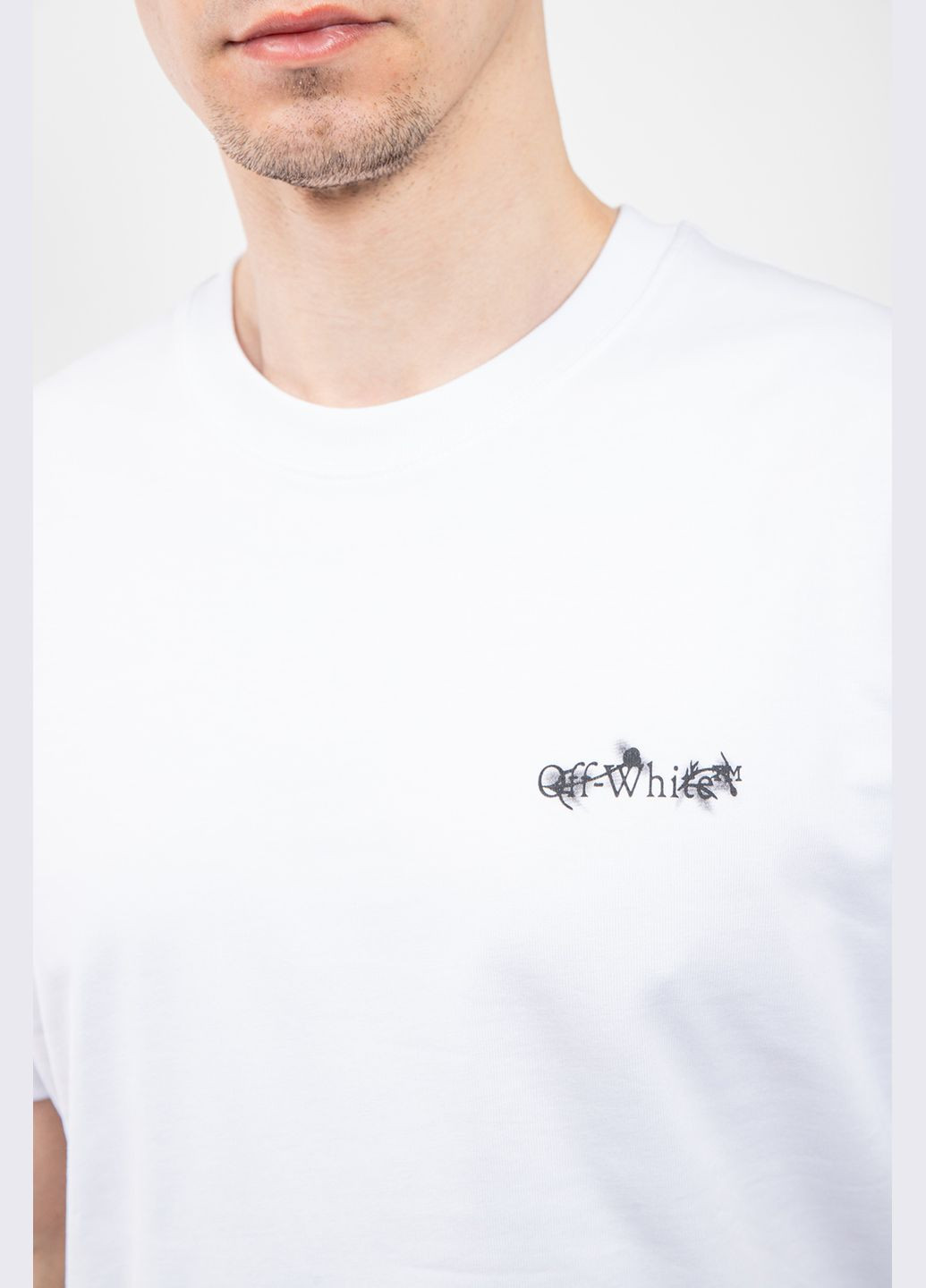 Белая белая хлопковая футболка с принтом на спине Off-White