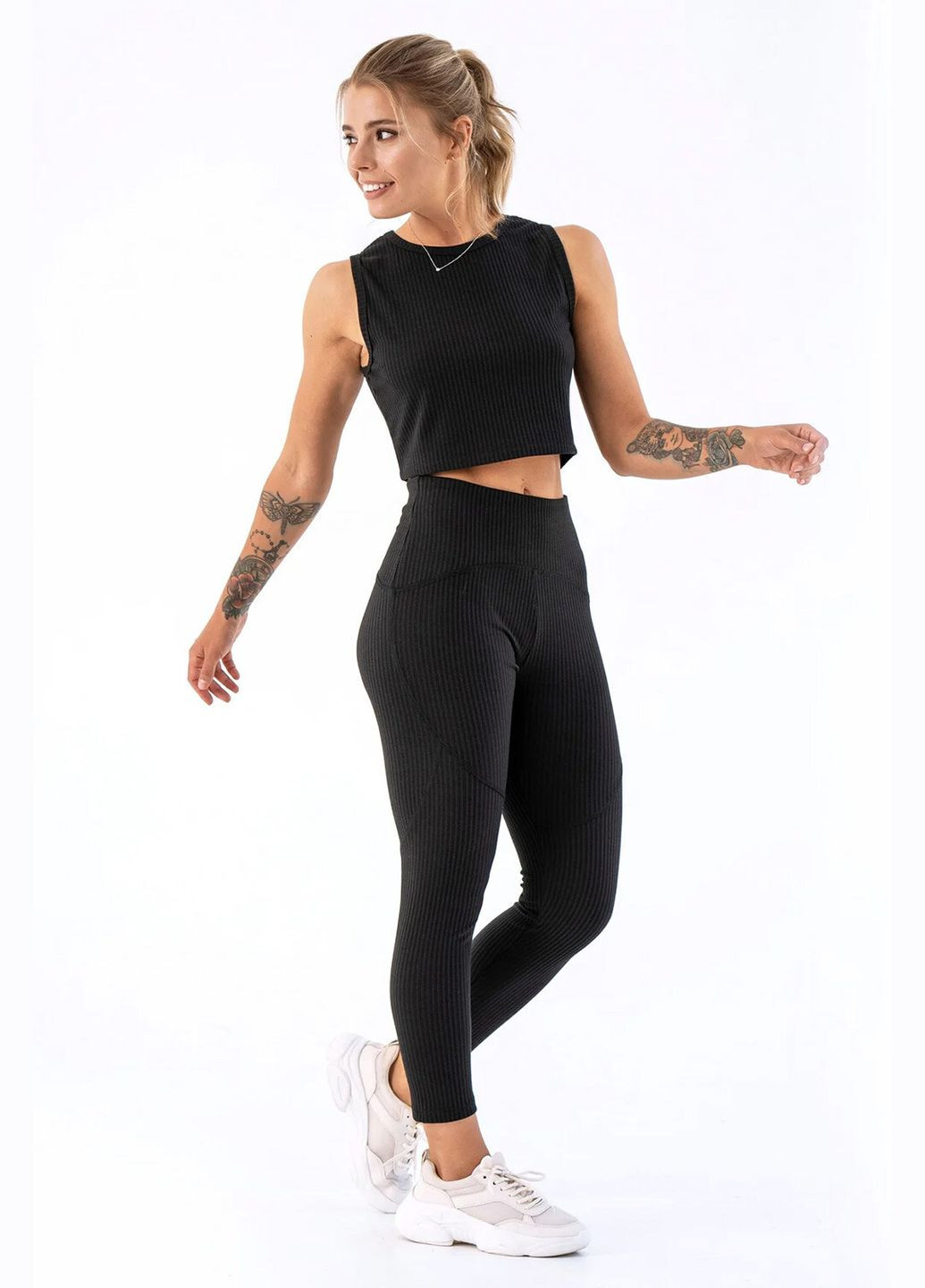 Женский костюм с леггинсами и топом Fit Черный Teamv (316354801)