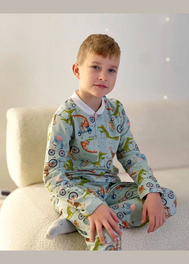 Голубая пижама для мальчика на кнопке hc (h001-6077-024-4-н) No Brand