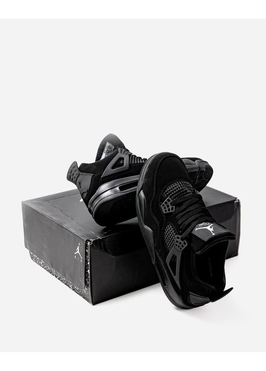Чорні Осінні кросівки чоловічі nike air jordan retro 4 black найк аір джордан No Brand