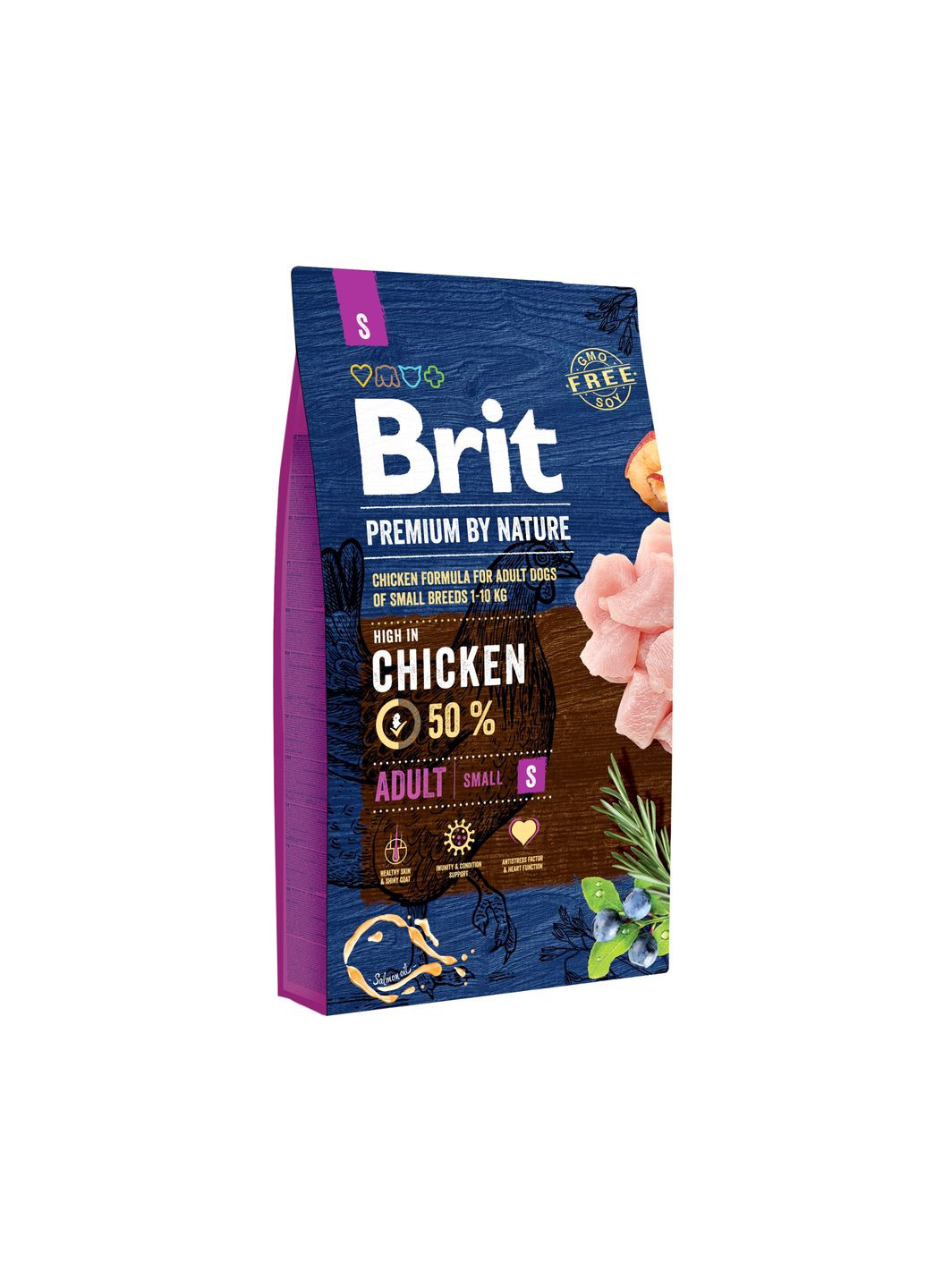 Сухий корм для дорослих собак дрібних порід Adult S зі смаком курки 8 кг (8595602526307) Brit Premium (279567591)