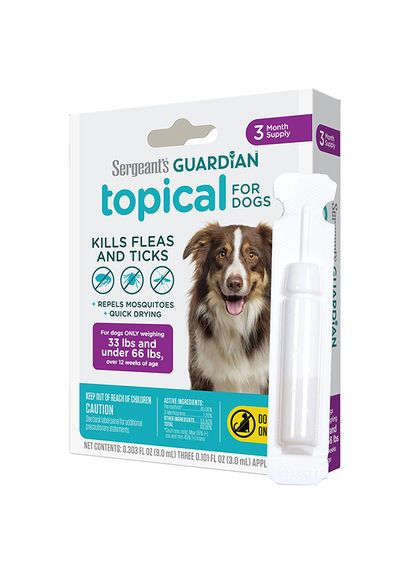 Sergeant’s Dogs капли от блох, клещей, комаров для собак 15-30кг, 3мл, 3 шт./уп, цена за 1 пипетку (2100058426017) Guardian (343582364)