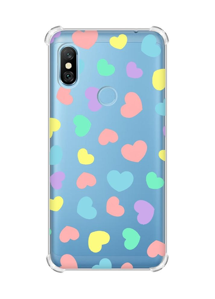 Чохол з потовщеними кутами на Xiaomi Redmi Note 6 Pro:: Різнокольорові сердечка (принт 335) Creative (360674085)