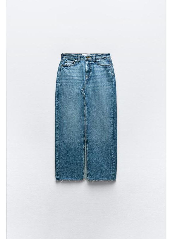 Синяя джинсовая юбка с разрезом Zara