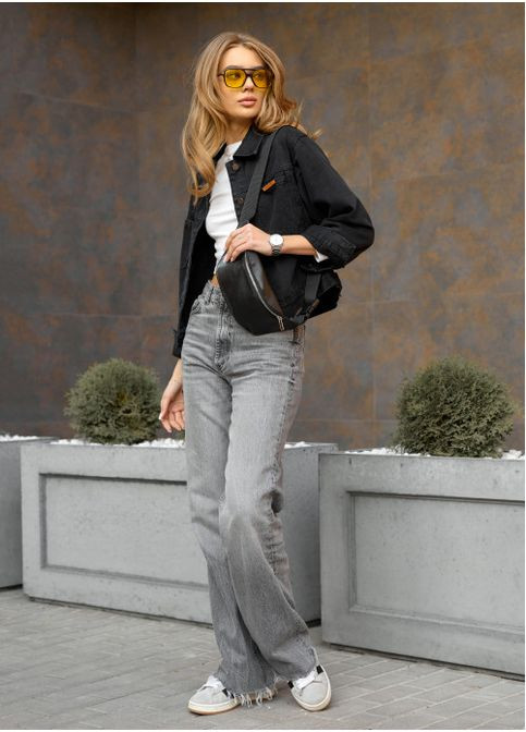 Женская сумка бананка на пояс из натуральной кожи Черная (889031512) Sambag (361244968)