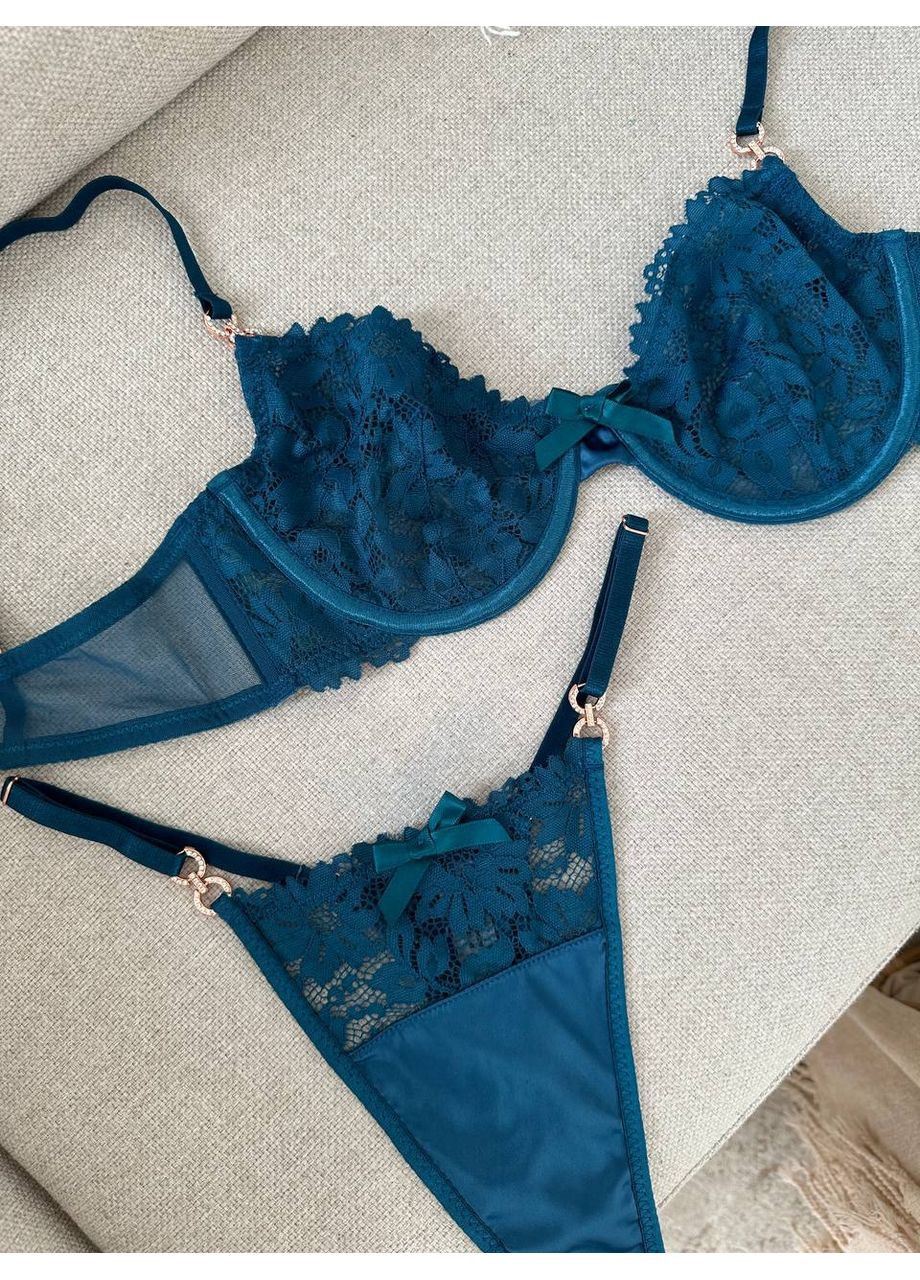 Синій балконет комплект жіночої білизни | ніжна спокуса, синій Vital-Textile з кісточками поліестер, еластан
