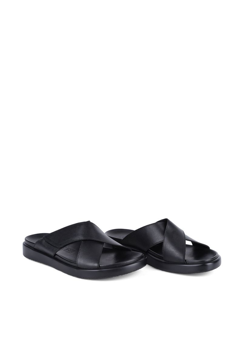 Черные мужские шлепанцы 1035-a28 черный кожа Miguel Miratez