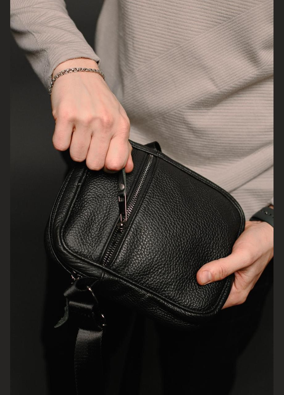 Сумка-мессенджер из натуральной кожи, сумка через плечо мужская SKILL Zero (черная) No Brand (293246975)