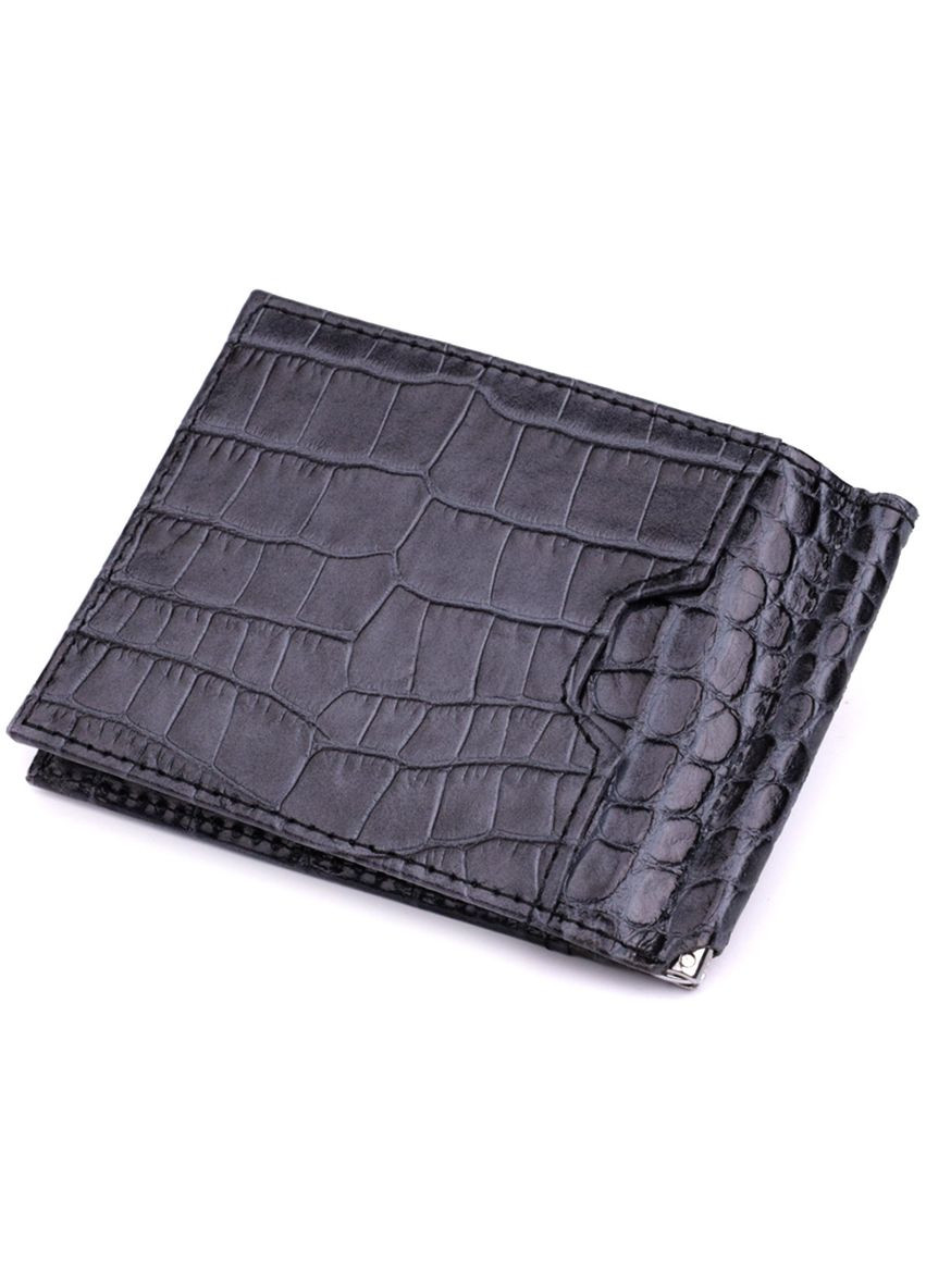 Практичний чоловічий гаманець-затиск із натуральної шкіри 22851 Сірий Karya (329149173)