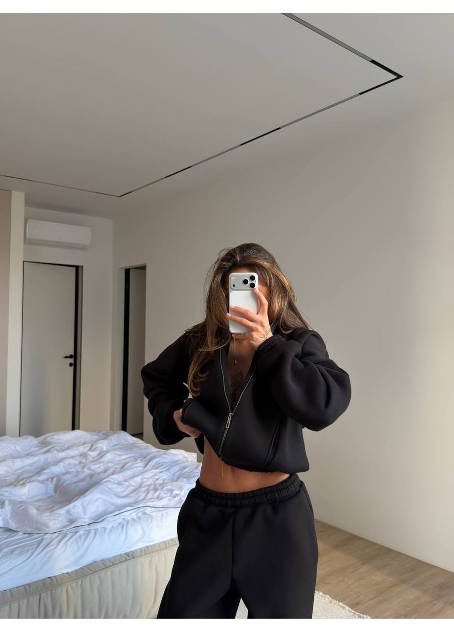 Теплий костюм з турецької тринитки на флісі | 2-ка з подвійним капюшоном Україна (366671239)