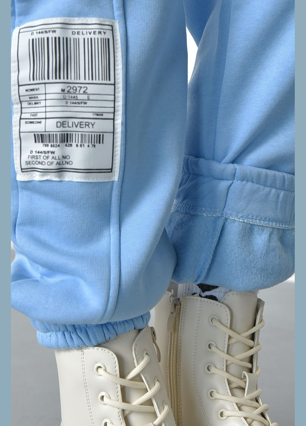 Спортивні штани жіночі на флісі блакитного кольору Let's Shop (285739890)