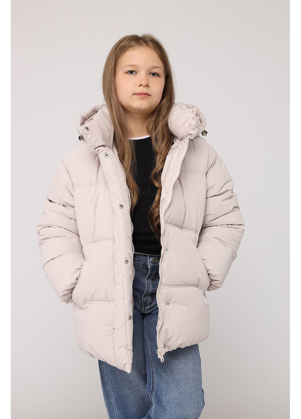 Молочная зимняя куртка для девочки цвет молочный цб-00282360 Yuki