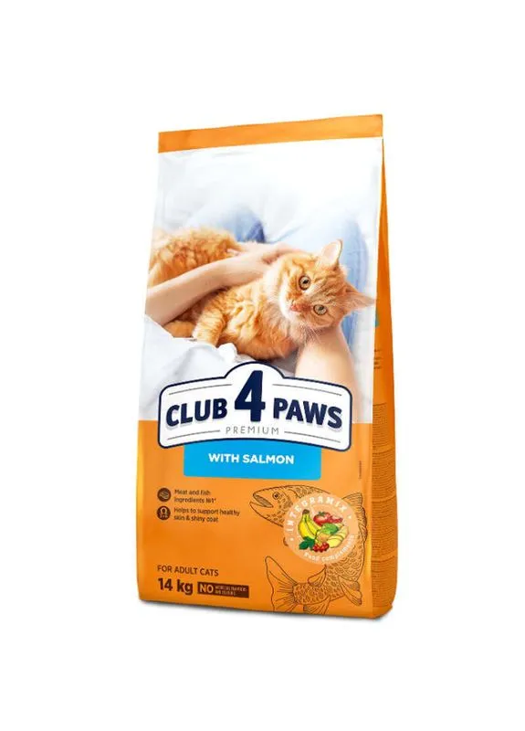Premium Adult Cat Salmon - Сухий корм з лососем для дорослих котів - 14 кг Club 4 Paws (327999723)