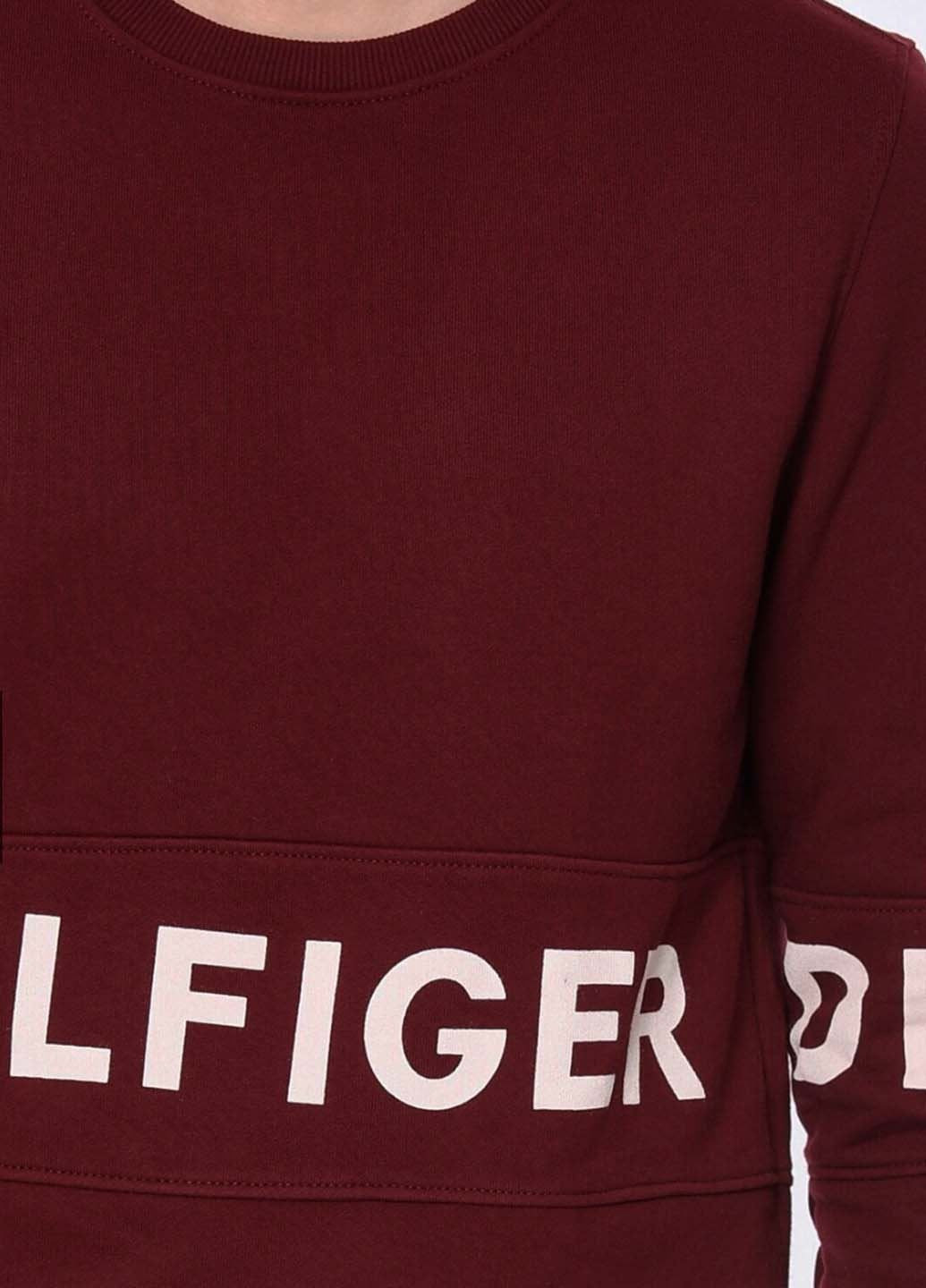 Бордовый демисезонный мужской свитер с логотипом Tommy Hilfiger