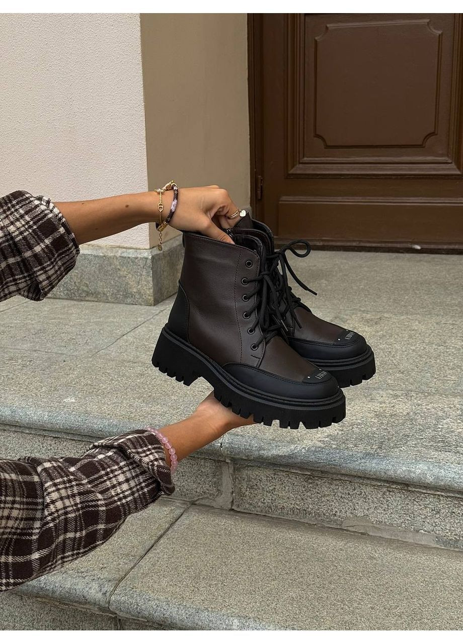Зимние стильные женские ботинки No Brand со шнуровкой