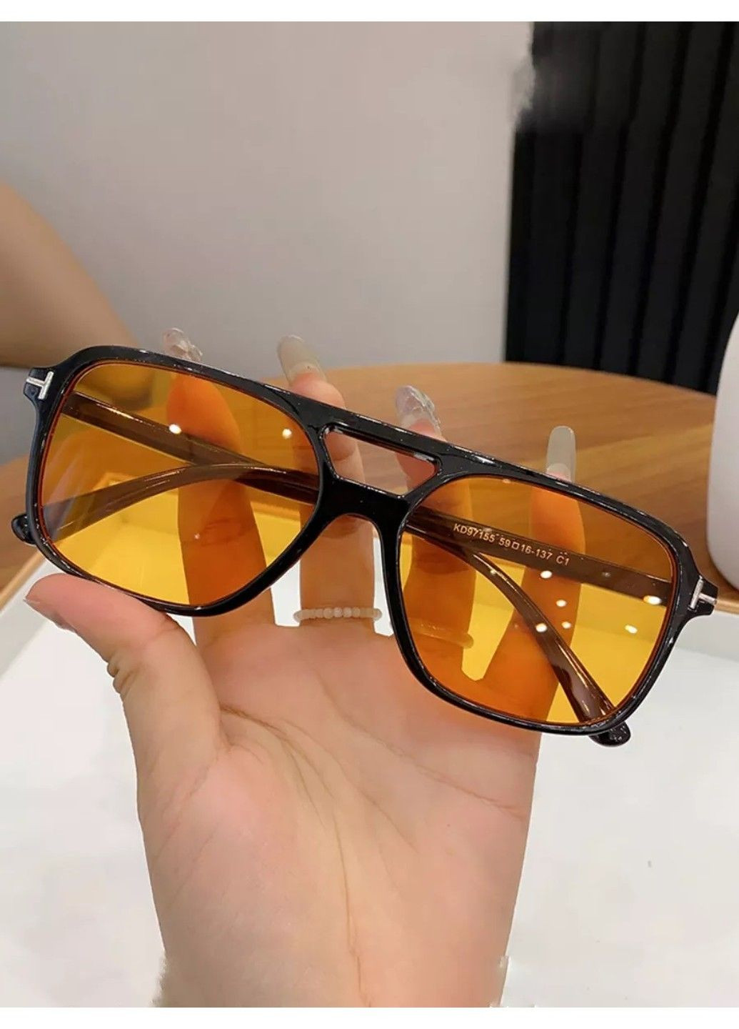 Солнцезащитные очки авиатор Casual оранжевые с черным No Brand (311604625)