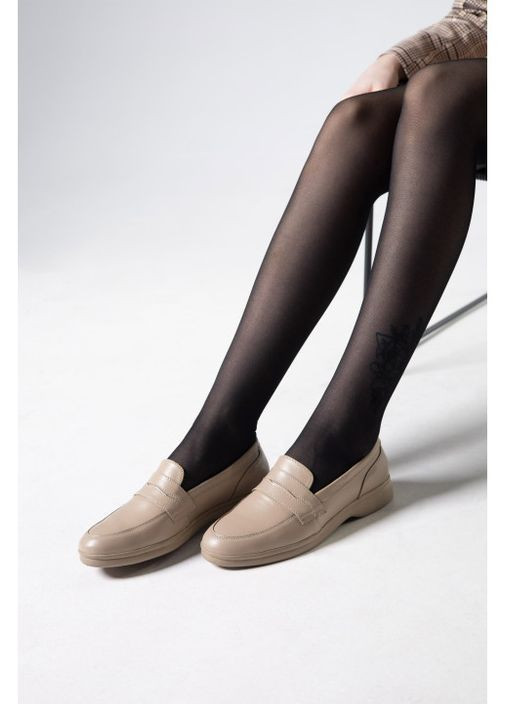 Женские бежевые кожаные туфли. Villomi без каблука