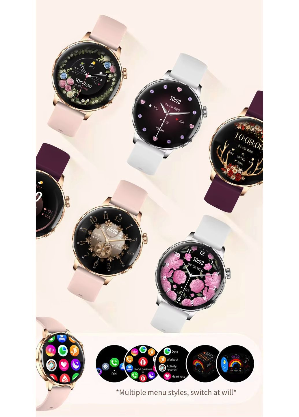 Смарт-часы женские I220 Gold (разговор, тонометр, пульсоксиметр) 2 ремешка Lemfo (373019933)