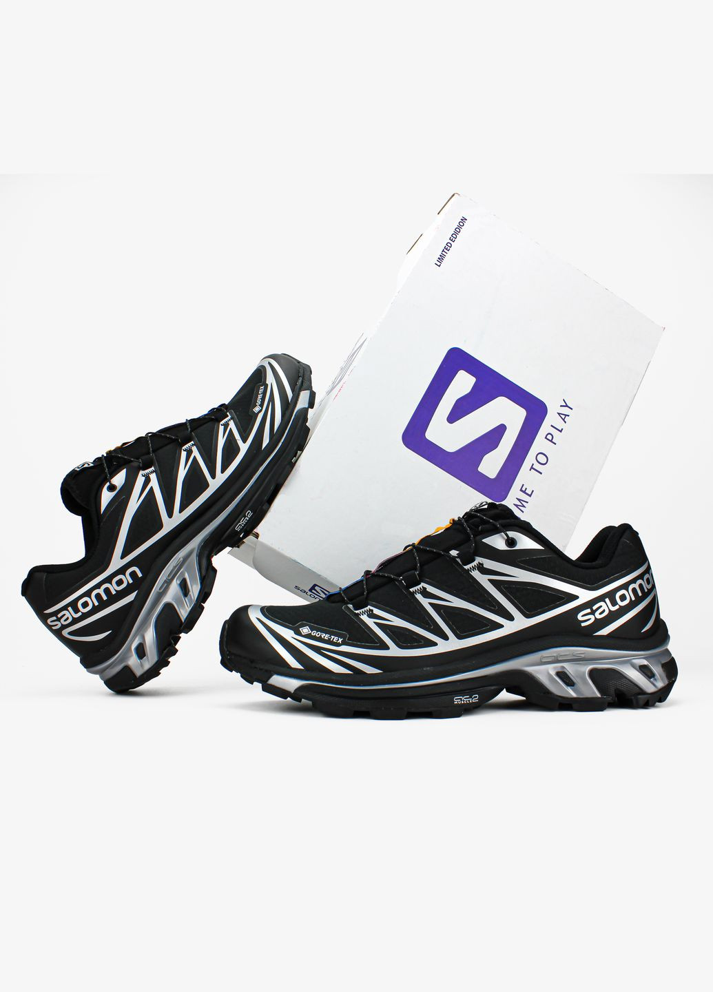 Чорні Осінні кросівки чоловічі salomon xt-6 adv gore-tex black silver | саломон хт-6 чорні No Brand