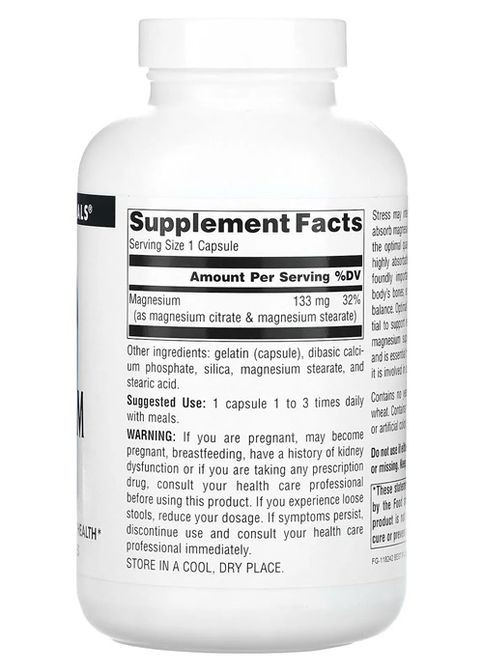 Magnesium Citrate 133 mg 180 Caps Source Naturals (302713851)