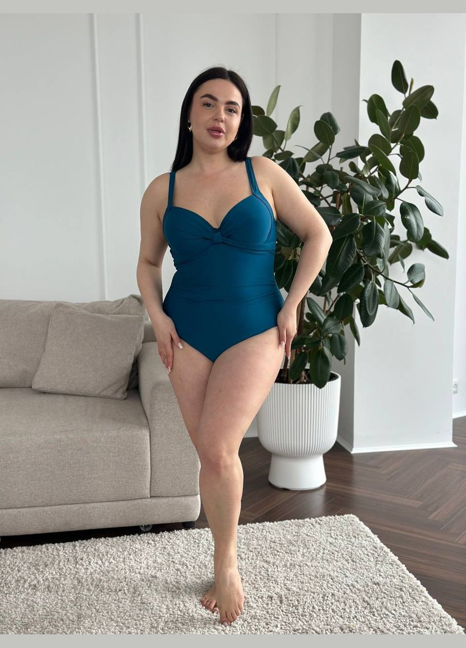 Морської хвилі літній стильний суцільний купальник з гарною спинкою суцільний Vakko