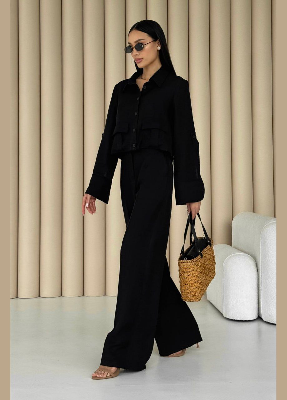 Вільний костюм прямого крою чорного кольору Jadone Fashion (292553262)