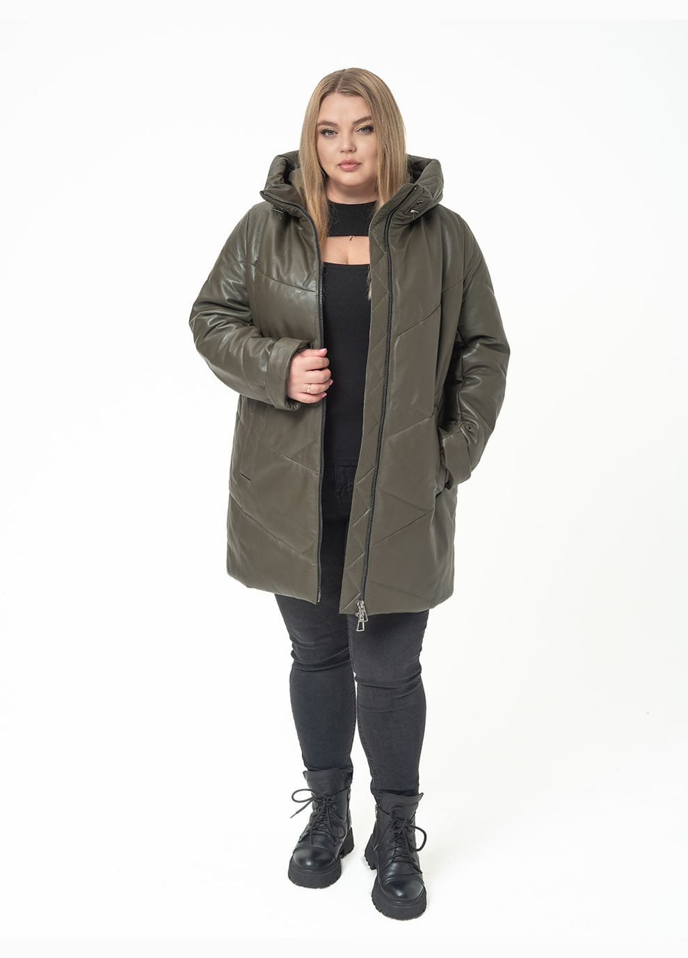 Оливковий зимній Пуховик Fabio Monti