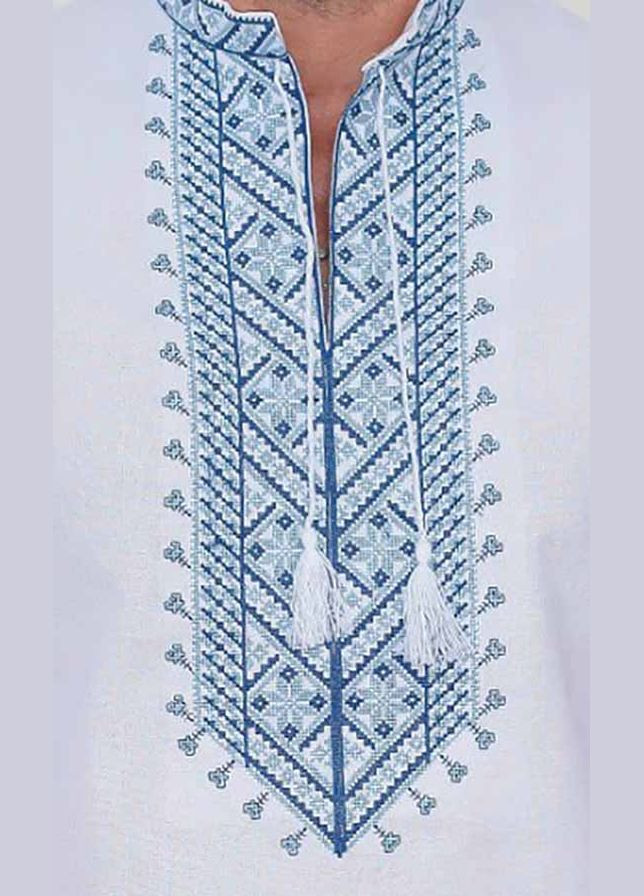 Белая мужская вышиванка vishivano4ka узор геометрический прямой хлопок (308390953)