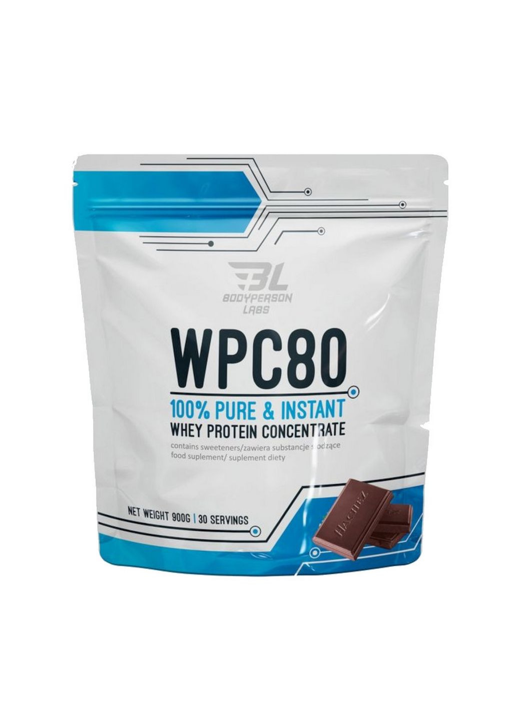 Протеин Labs WPC80, 900 грамм Шоколад Bodyperson Labs (293339880)
