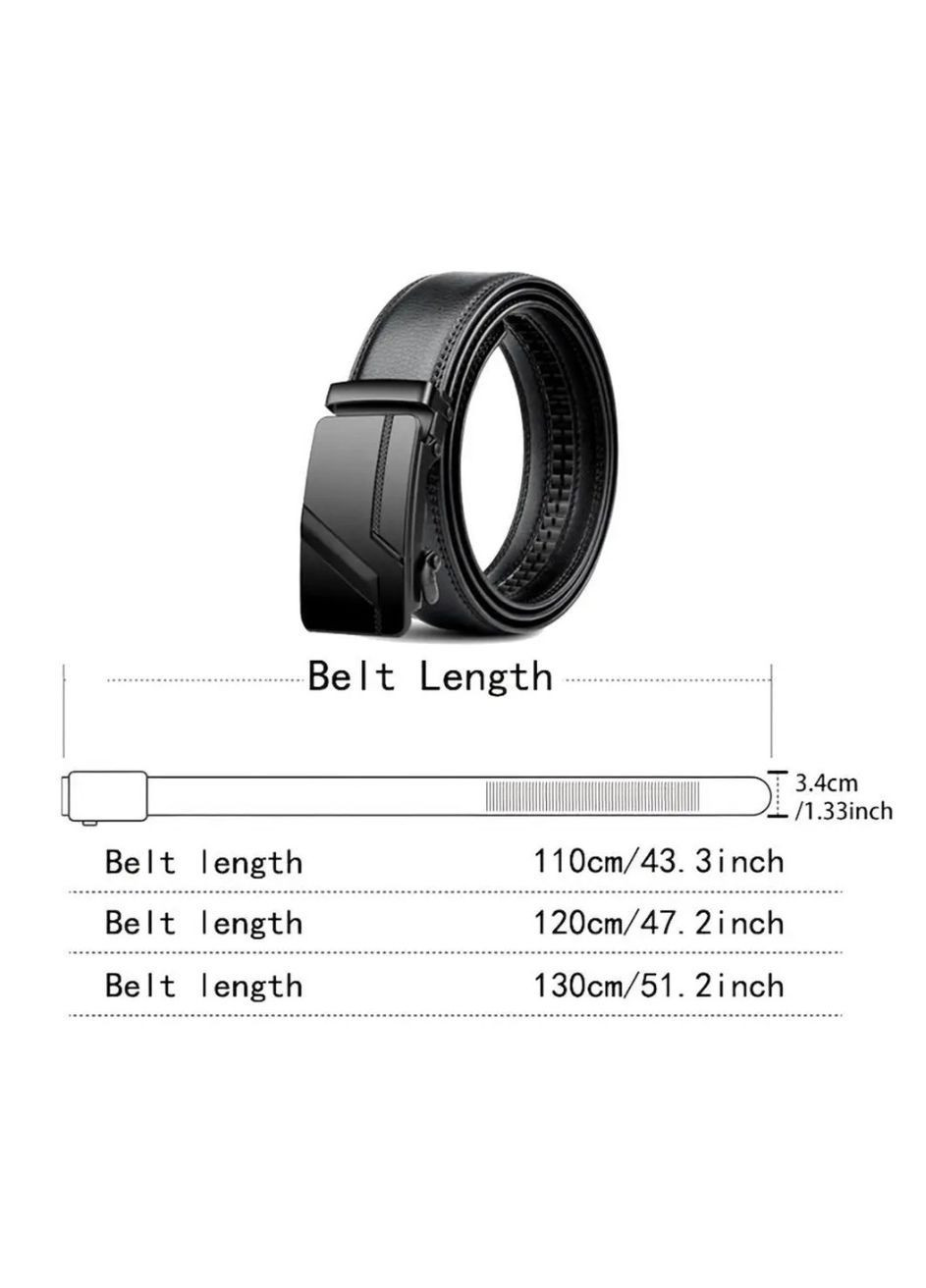 Чоловічий класичний ремінь з натуральної шкіри, автоматична пряжка, стильний чорний для щоденного носіння No Brand (362682262)
