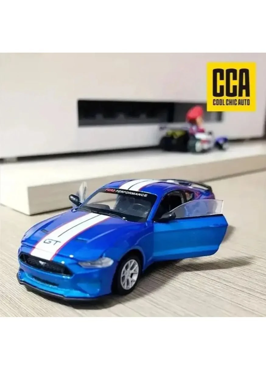 Колекційна модель Ford Mustang GT 2018 синя, масштаб 1:42, металевий корпус із цинкового сплаву No Brand (393706965)