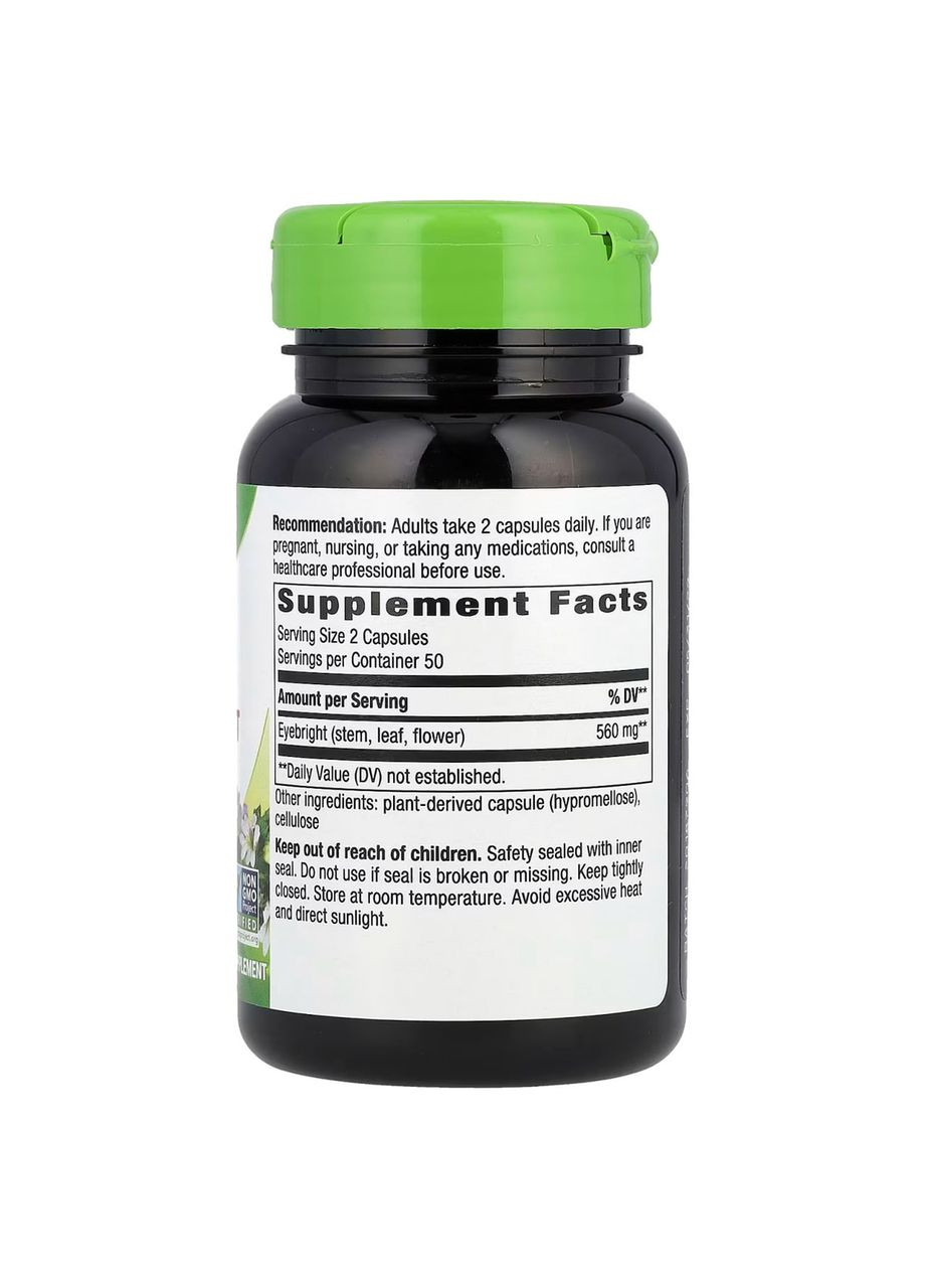 Очанка для глаз Eyebright 560 мг 100 веганских капсул Nature's Way (357343323)