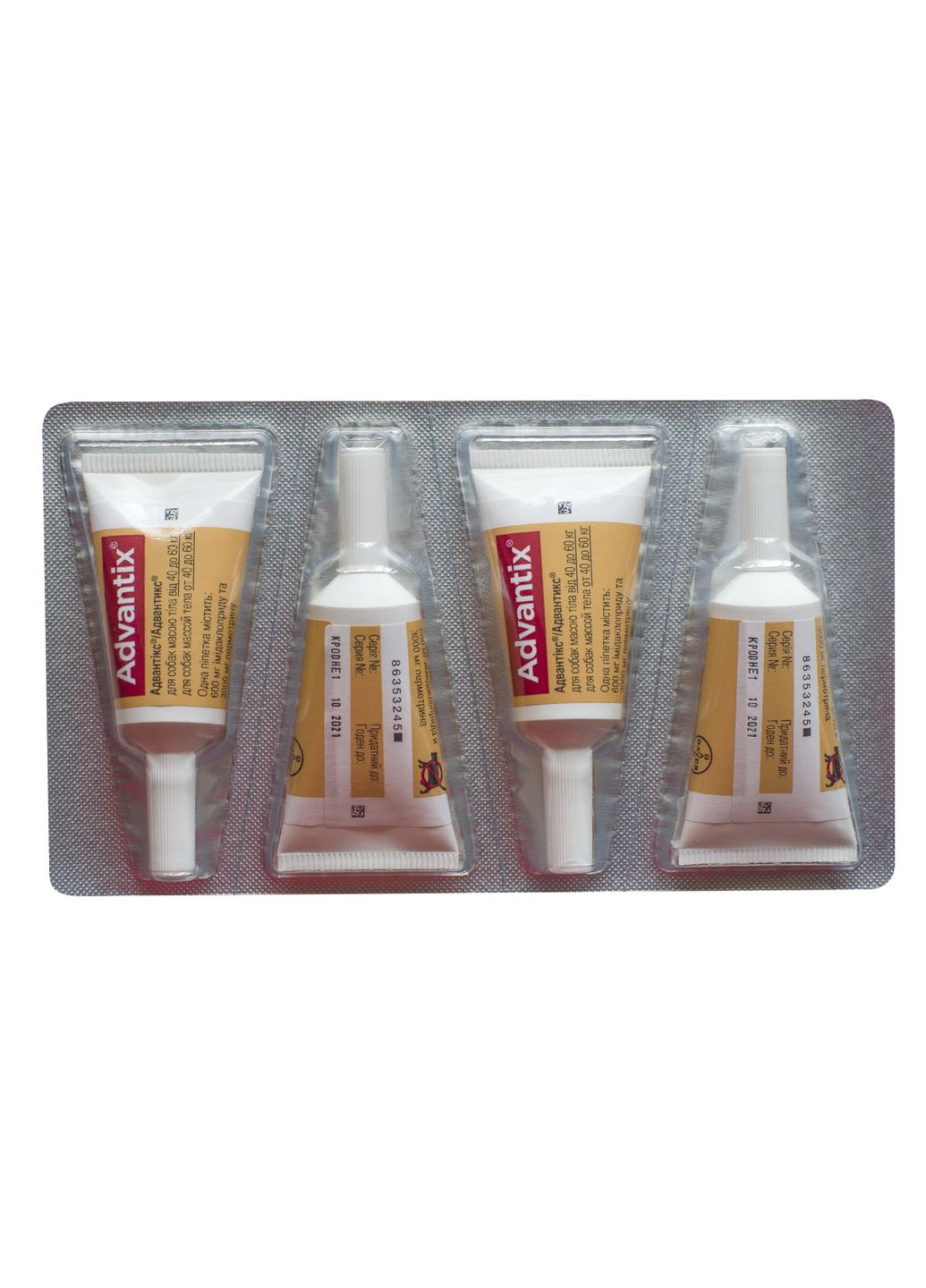 Краплі Адвантикс проти заражень екост паразитами для собак понад 40-60 кг 4 піпетки (4007221048947) Bayer (327367327)