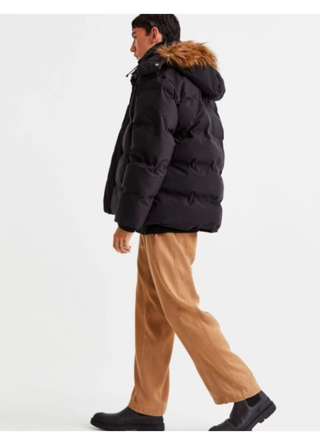 Чорна зимня чоловіча водовідштовхуюча утеплена куртка н&м (57765) s чорна H&M