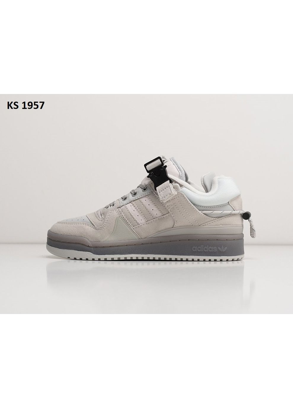 Серые демисезонные кроссовки мужские adidas bad bunny x forum low gray адидас бед банни форум No Brand