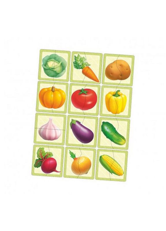 Настільна розвиваюча гра-пазл "Овочі" (ПСФ074) PSF074, 12 картинок-половинок Ubumblebees (304405394)